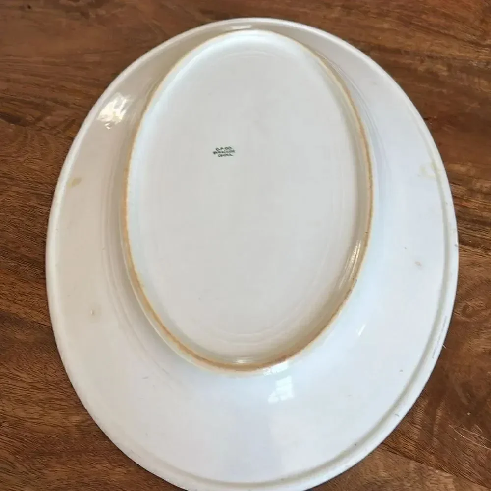 Oval Blue White Platter Syracuse China Restaurant Ware Diner 16 x11.75